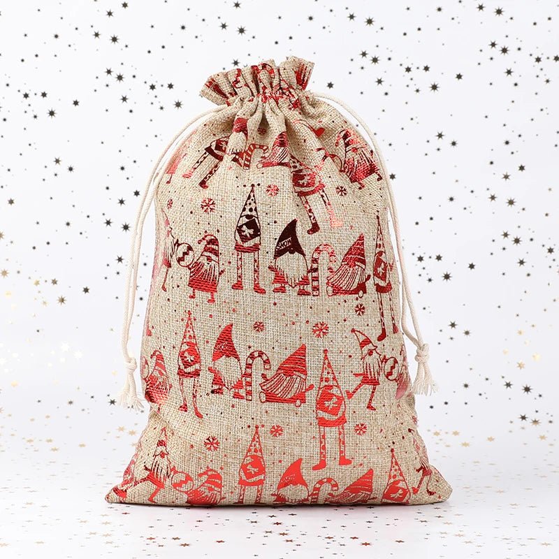 Sackora | Bolsas de regalo de yute con cordón, juego de 2 para Navidad