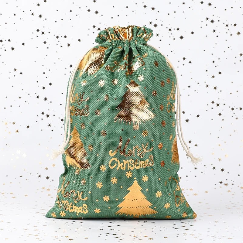 Sackora | Bolsas de regalo de yute con cordón, juego de 2 para Navidad