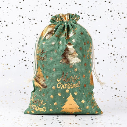Sackora | Bolsas de regalo de yute con cordón, juego de 2 para Navidad