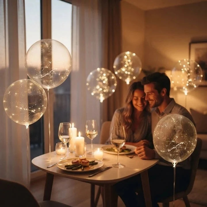Balluna | Set da 10 palloncini LED, 40 cm, con catena luminosa bianco caldo