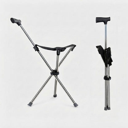 Sitvaro | Bastón con asiento plegable de acero inoxidable, soporta hasta 150 kg