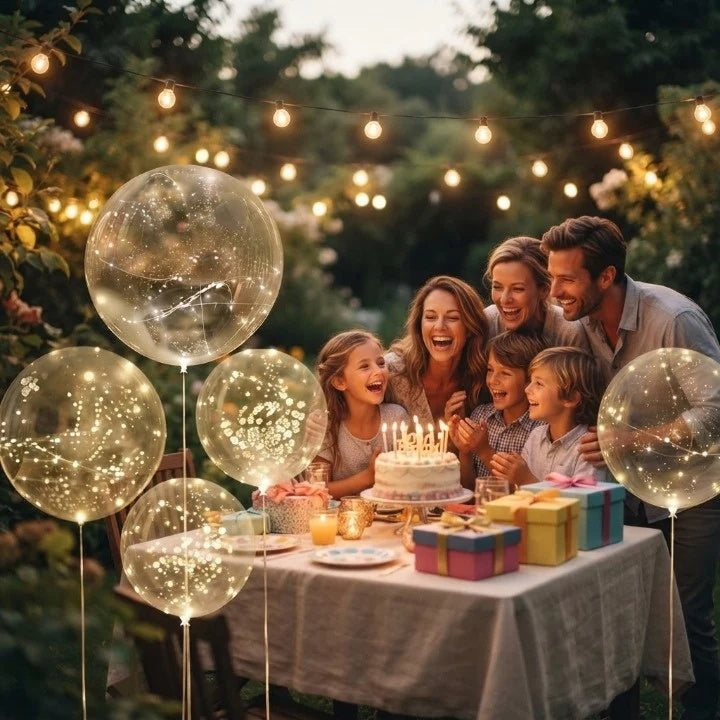 Balluna | Set da 10 palloncini LED, 40 cm, con catena luminosa bianco caldo