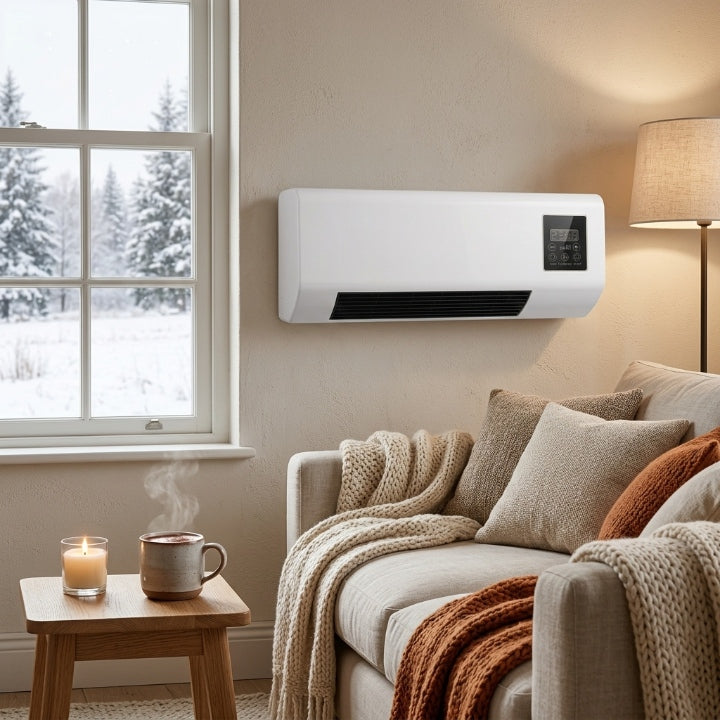 Calorvi | Termoventilatore da parete da 1800 W con display digitale, telecomando e ventilazione