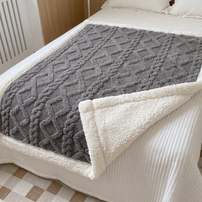 Zopfina | Reversible Sherpa throw blanket with cable-knit pattern, 100 × 150 to 200 × 230 cm