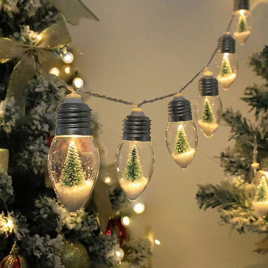 Bulbetta | Lichterkette mit Weihnachtsfiguren in Glühbirnen, USB, 1 m