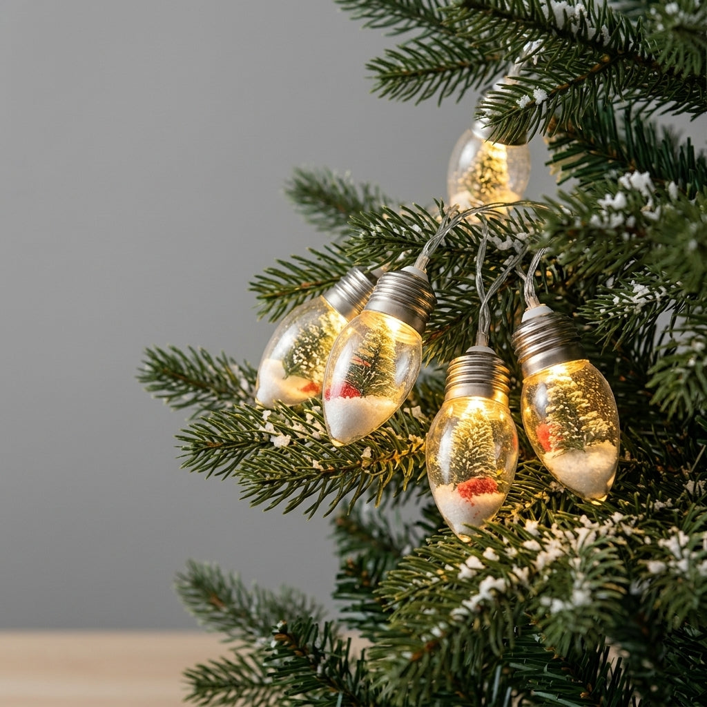 Bulbetta | Lichterkette mit Weihnachtsfiguren in Glühbirnen, USB, 1 m