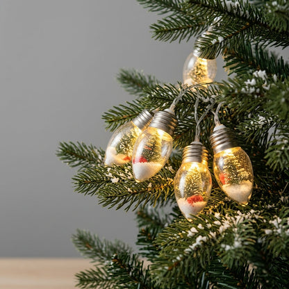 Bulbetta | Lichterkette mit Weihnachtsfiguren in Glühbirnen, USB, 1 m