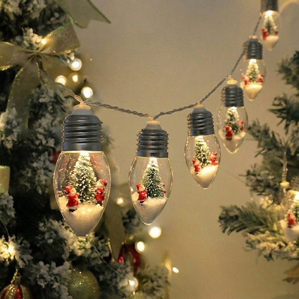 Bulbetta | Lichterkette mit Weihnachtsfiguren in Glühbirnen, USB, 1 m