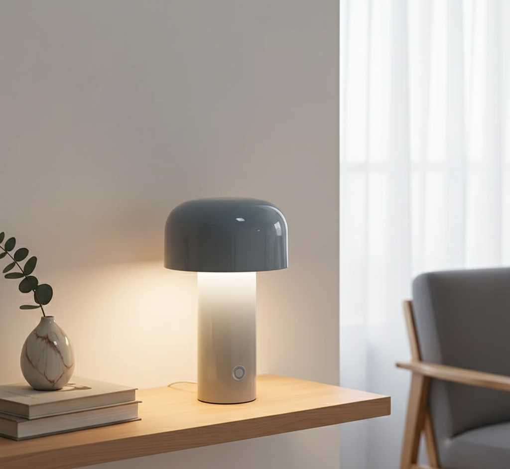 Lampada da tavolo a fungo LED | Ricaricabile e dimmerabile | Portatile | Alluminio