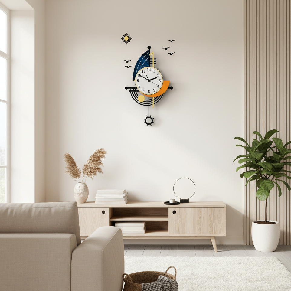 NaviTime | Maritimes Wanduhren-Design im Segelboot-Stil