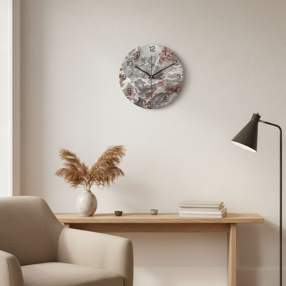 Marbelle | Horloge murale moderne effet marbre | Design créatif & élégance intemporelle pour des espaces de vie stylés