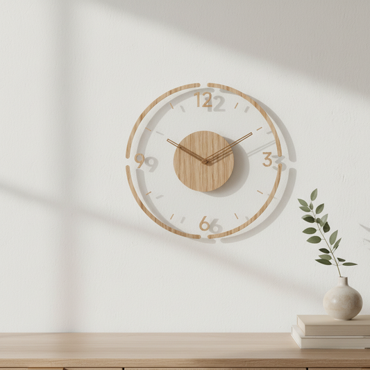 NordWood | Orologio da parete in legno di design | Design scandinavo ed eleganza naturale per ambienti moderni