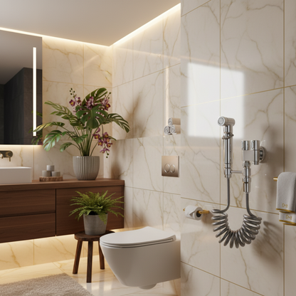 AuriJet Stainless Steel Bidet Sprayer – Toilet Shower with Pressure Control & Ergonomic Handle