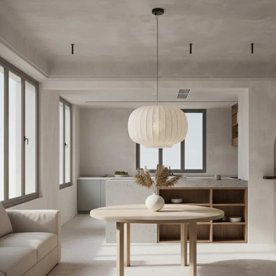 Aetheris | Lampada a sospensione Japandi in seta a forma di scala