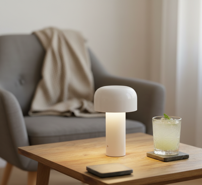 Lampada da tavolo a fungo LED | Ricaricabile e dimmerabile | Portatile | Alluminio