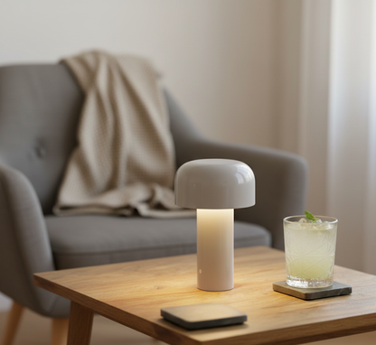 Lampada da tavolo a fungo LED | Ricaricabile e dimmerabile | Portatile | Alluminio