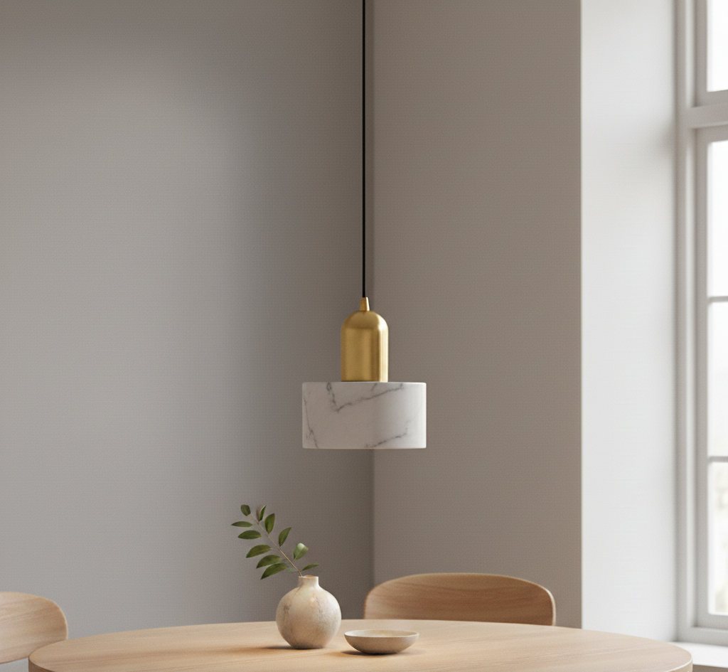 Lampada a sospensione Arca Design con accento dorato – Lampada a sospensione moderna per sala da pranzo e soggiorno