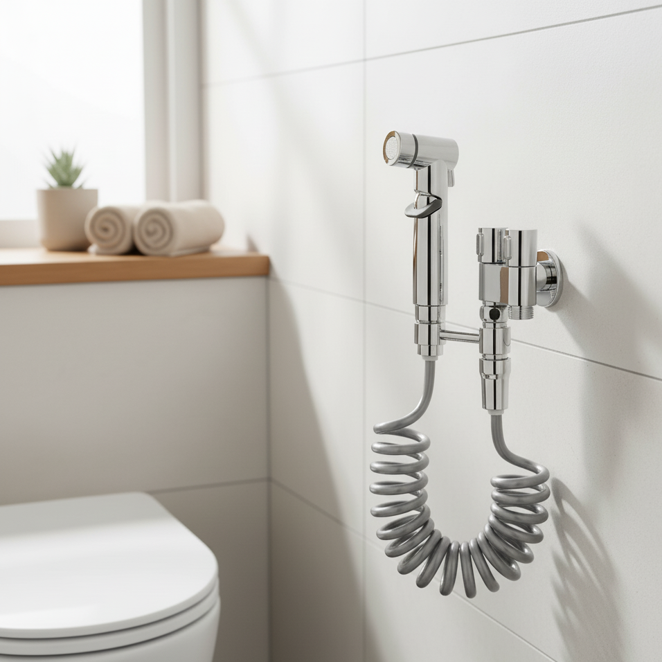 AuriJet Stainless Steel Bidet Sprayer – Toilet Shower with Pressure Control & Ergonomic Handle