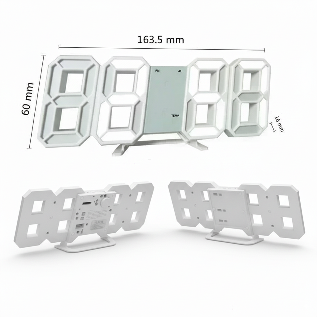 Digitix | Orologio LED 3D moderno per parete e scrivania