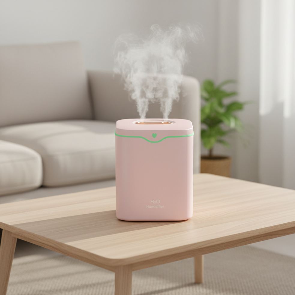Umidificatore ad ultrasuoni 2L con doppio spray & luce notturna – Umidificatore d’aria 2000ml