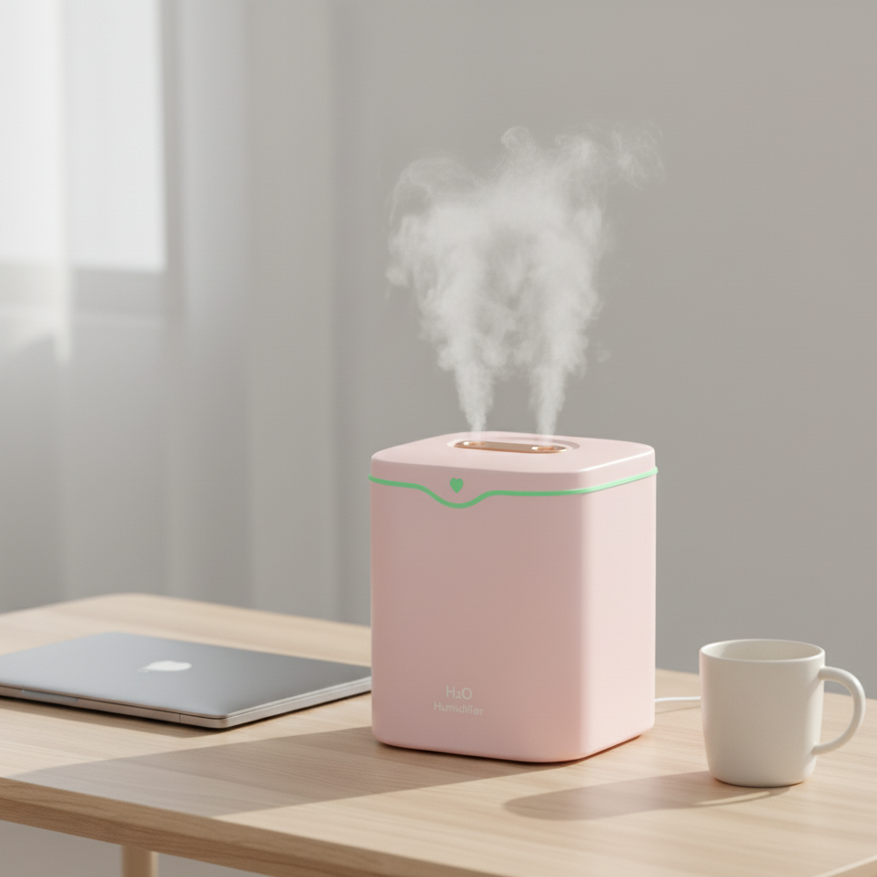 Umidificatore ad ultrasuoni 2L con doppio spray & luce notturna – Umidificatore d’aria 2000ml