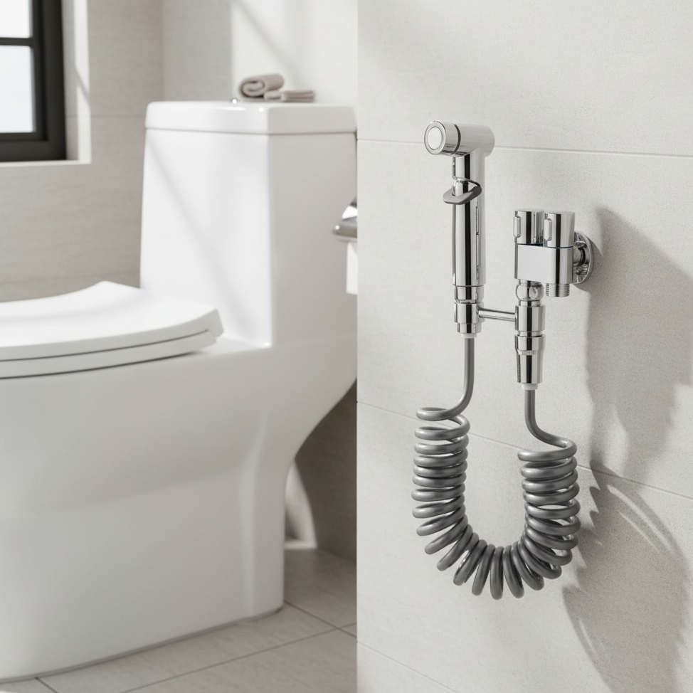 AuriJet Stainless Steel Bidet Sprayer – Toilet Shower with Pressure Control & Ergonomic Handle