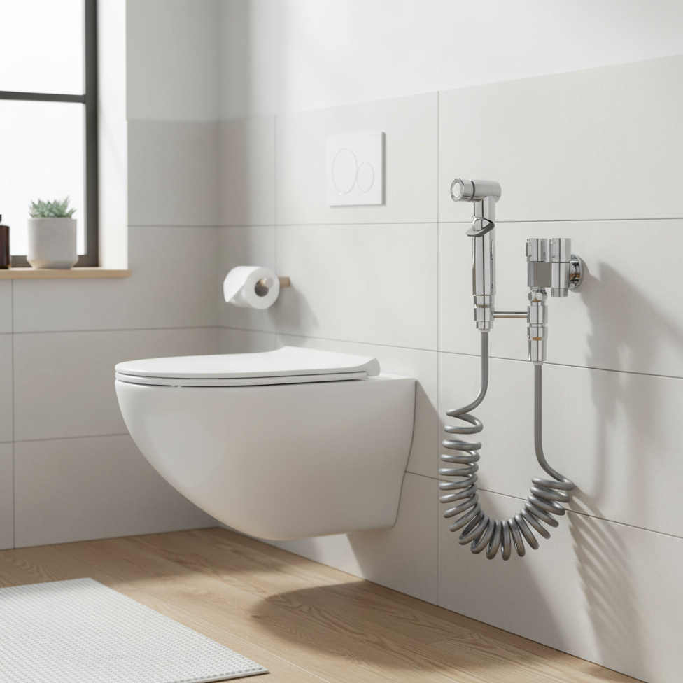 AuriJet Stainless Steel Bidet Sprayer – Toilet Shower with Pressure Control & Ergonomic Handle