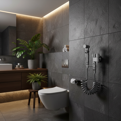 AuriJet Stainless Steel Bidet Sprayer – Toilet Shower with Pressure Control & Ergonomic Handle