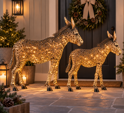 Burrelo | Asino decorativo in metallo per giardino e Natale, 83 o 109 cm