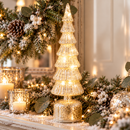 Silvanto | Glass LED Christmas tree, 40 cm, with timer and battery power