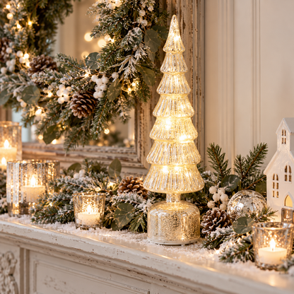 Silvanto | Glass LED Christmas tree, 40 cm, with timer and battery power