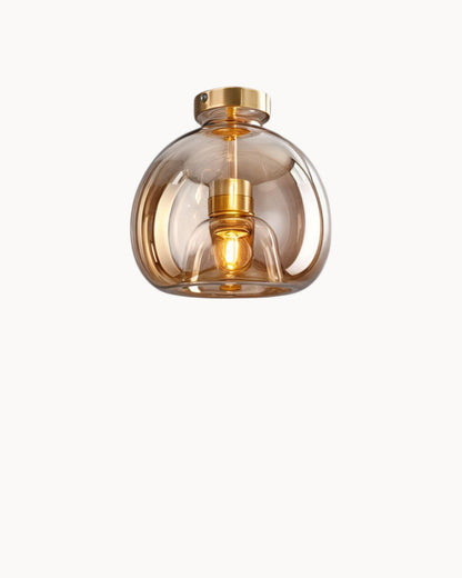 Lampada da soffitto moderna – Vetro grigio fumo / cognac | Illuminazione LED integrata