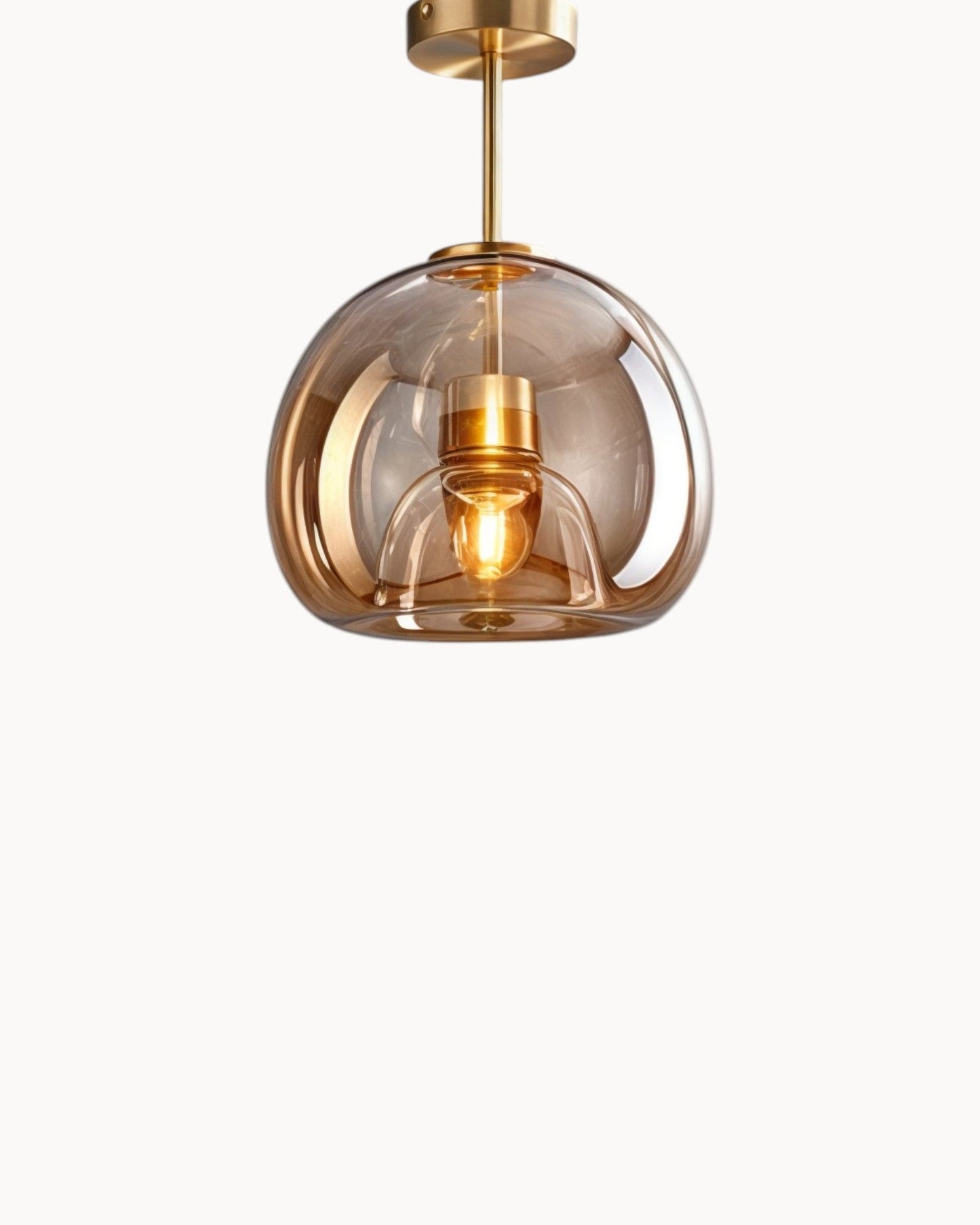Lampada da soffitto moderna – Vetro grigio fumo / cognac | Illuminazione LED integrata