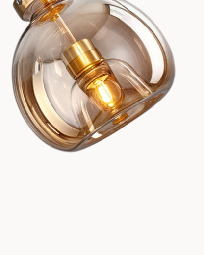 Lampada da soffitto moderna – Vetro grigio fumo / cognac | Illuminazione LED integrata