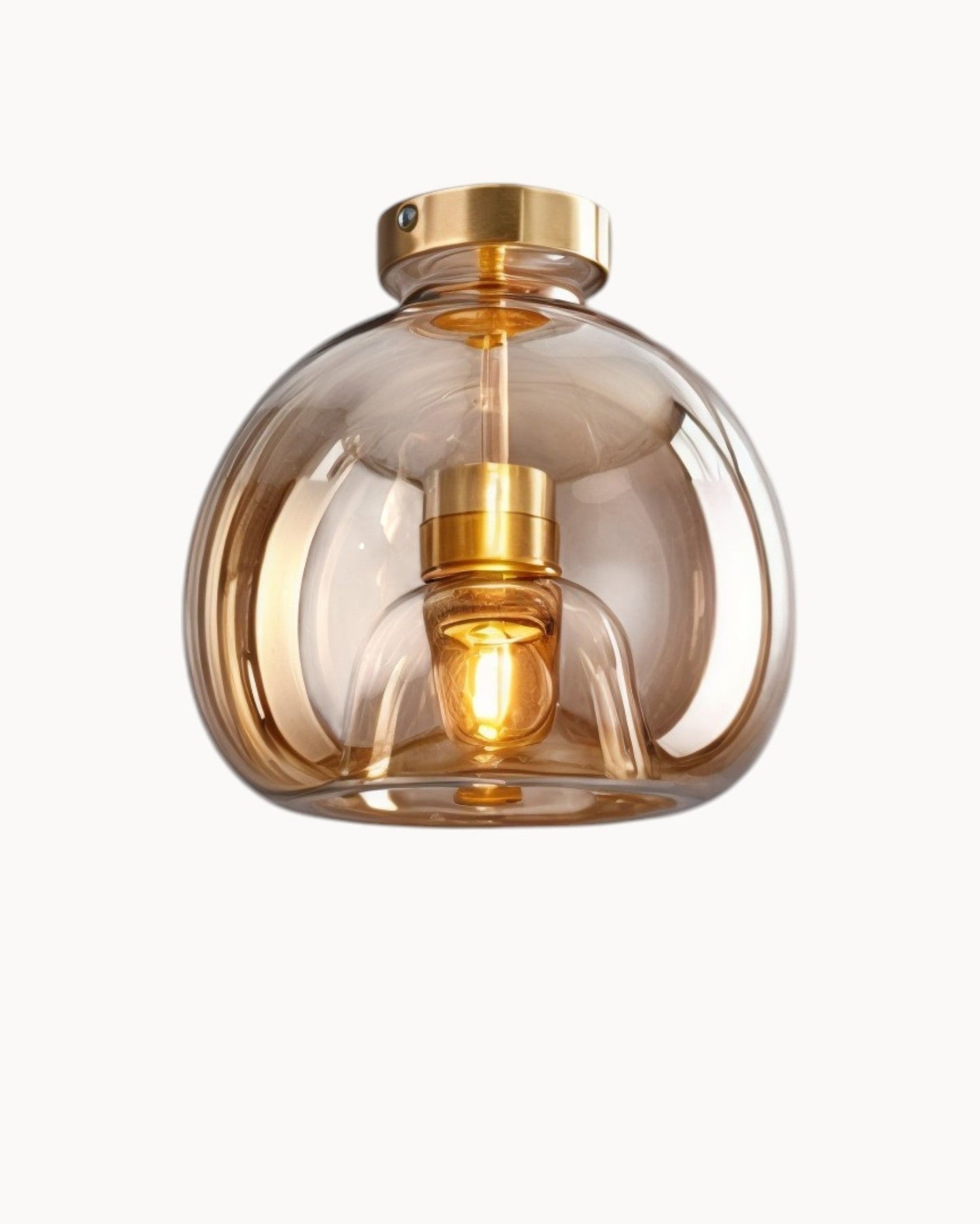 Lampada da soffitto moderna – Vetro grigio fumo / cognac | Illuminazione LED integrata