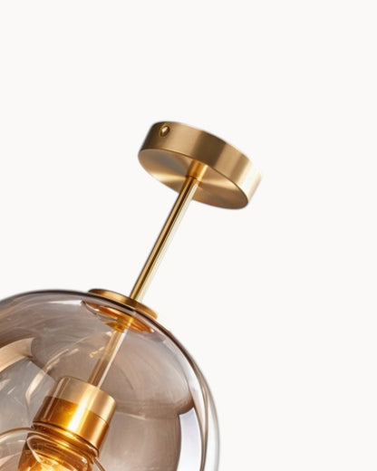Lampada da soffitto moderna – Vetro grigio fumo / cognac | Illuminazione LED integrata