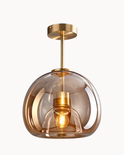 Lampada da soffitto moderna – Vetro grigio fumo / cognac | Illuminazione LED integrata