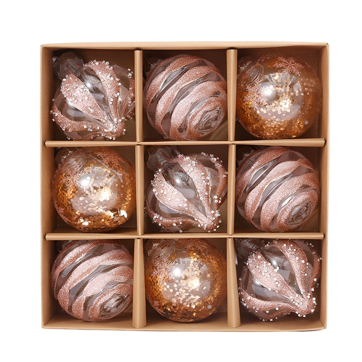 Goldene Weihnachtskugeln Set | Elegante Kunststoff Christbaumkugeln