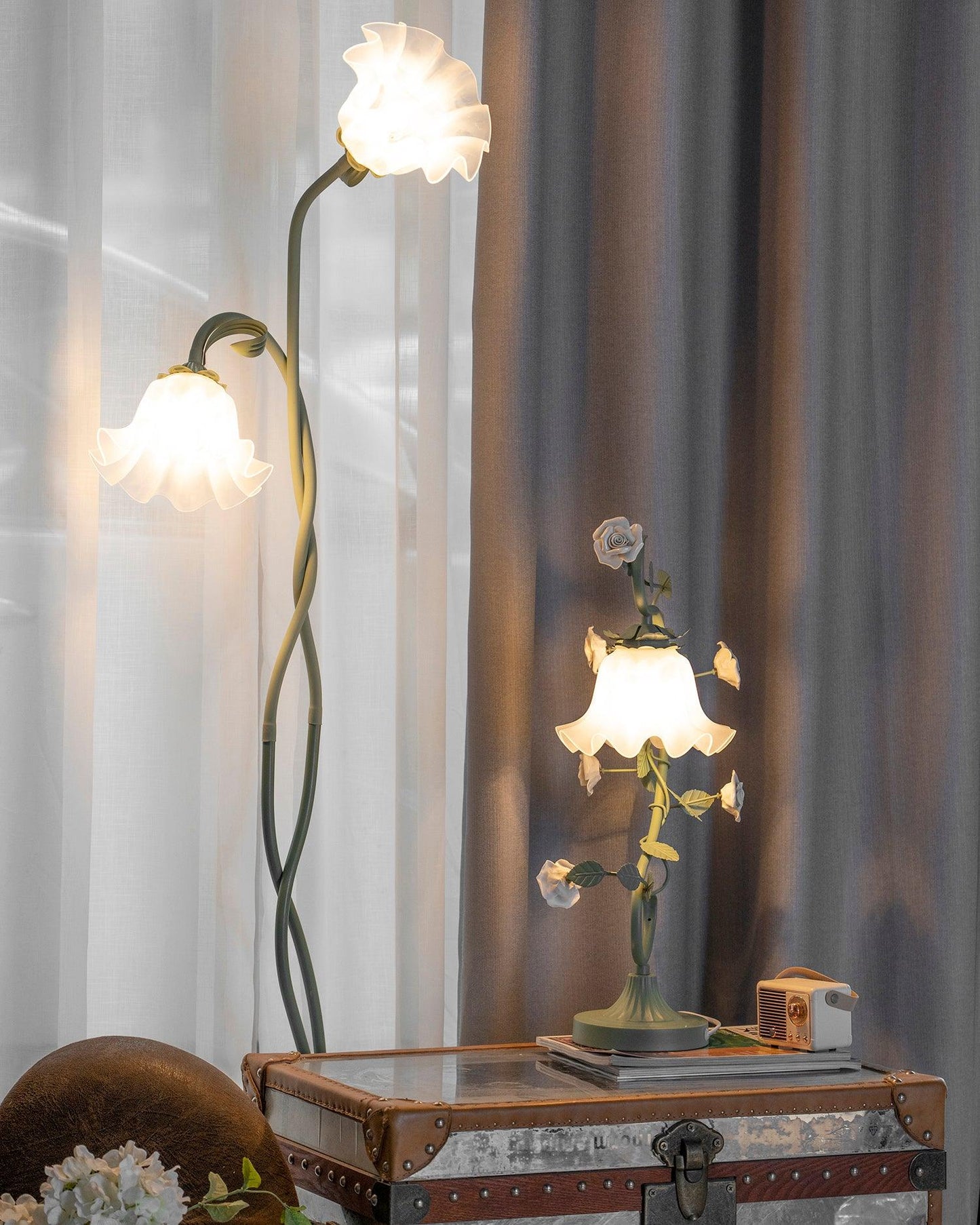Calla Lampada da terra | Lampada da terra LED a forma di fiore con design decorativo