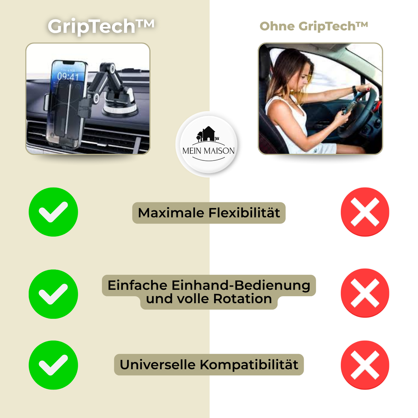 GripTech | Auto-Handyhalterung mit starker Saugnapf-Haftung 7