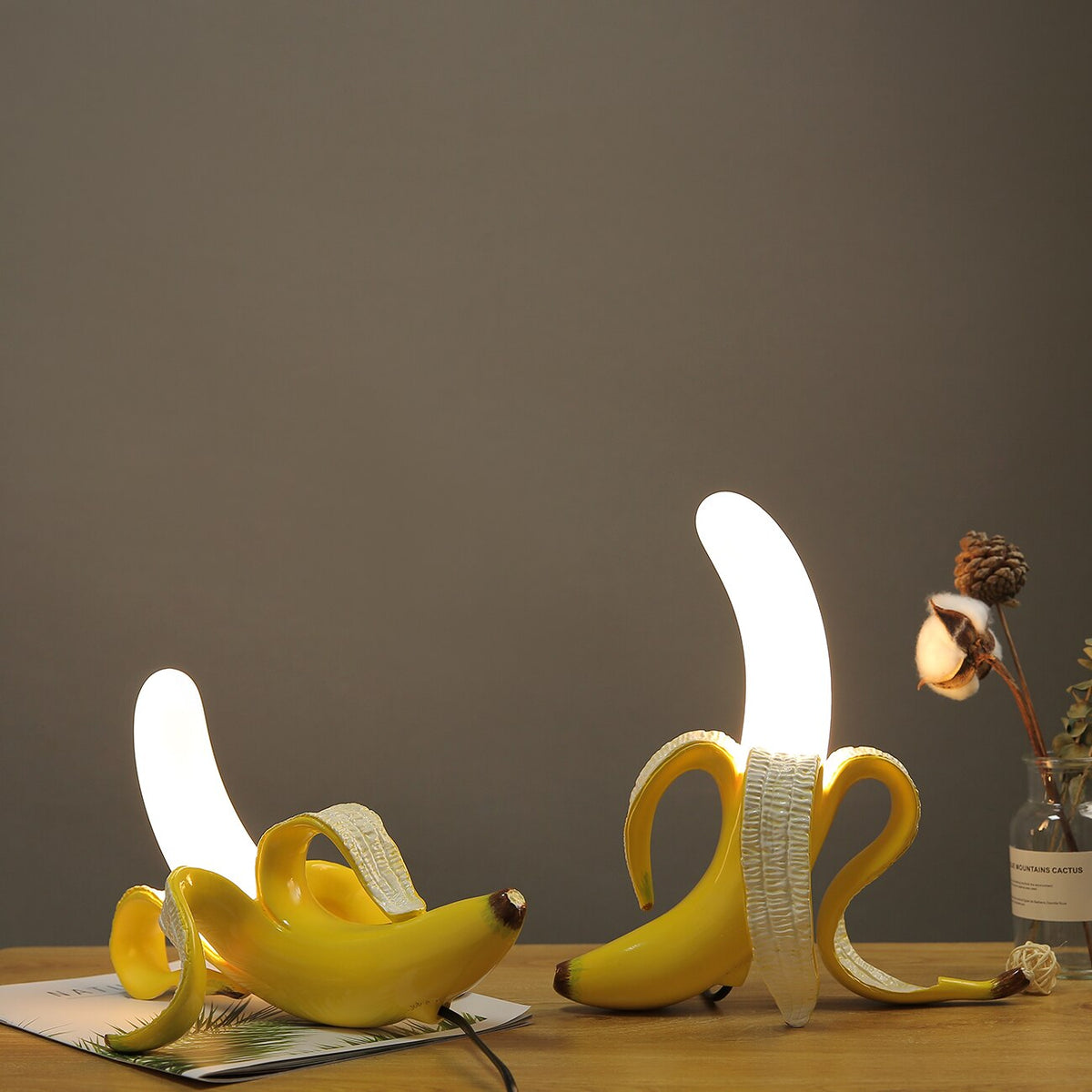 Lunara Deco | Art-Déco-Tischlampe im Bananenblatt-Design