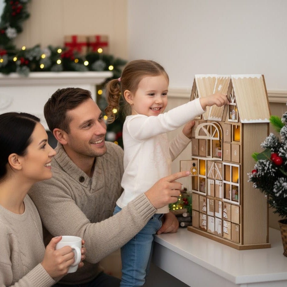 Weihnachtsdorf LED Holz Adventskalender 2026