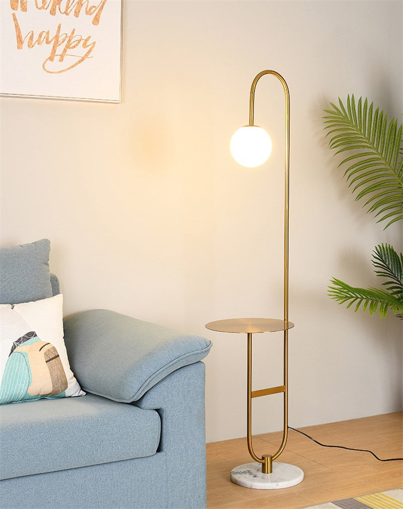 Oranthe Luno | Lampada da terra LED in stile scandinavo con tavolino integrato