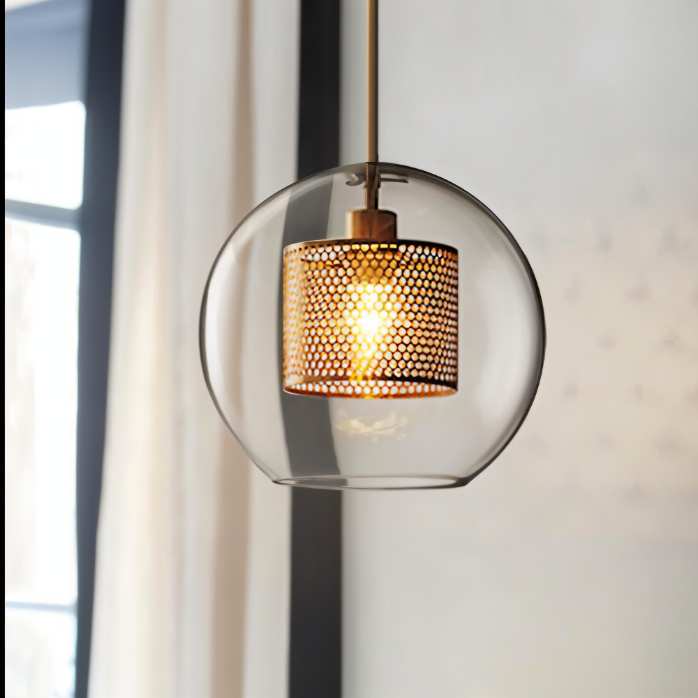 HiveGlim - Geometric Glass Hanging Lamp with Honeycomb Design - Vintage Loft Lighting