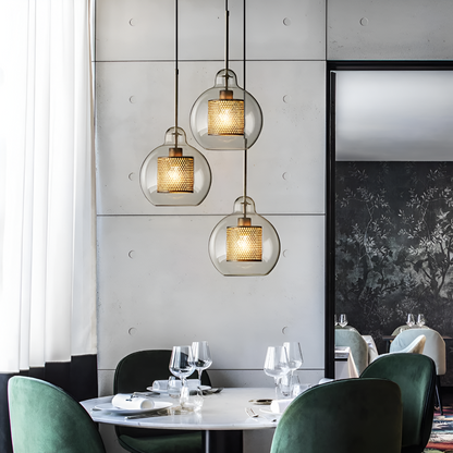 HiveGlim - Geometric Glass Hanging Lamp with Honeycomb Design - Vintage Loft Lighting