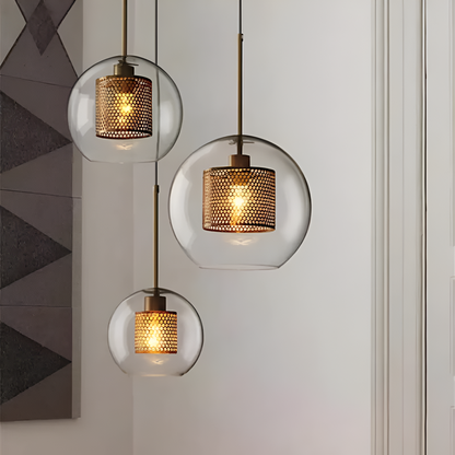 HiveGlim - Geometric Glass Hanging Lamp with Honeycomb Design - Vintage Loft Lighting