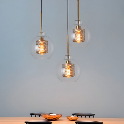 HiveGlim - Geometric Glass Hanging Lamp with Honeycomb Design - Vintage Loft Lighting