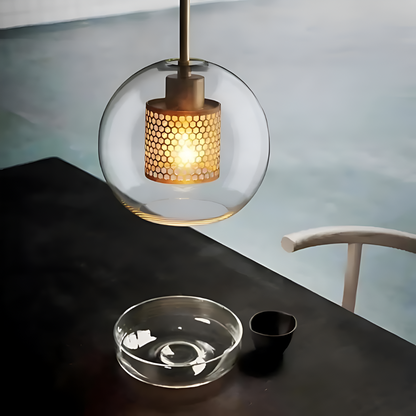 HiveGlim - Geometric Glass Hanging Lamp with Honeycomb Design - Vintage Loft Lighting