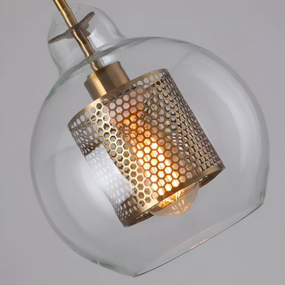HiveGlim - Geometric Glass Hanging Lamp with Honeycomb Design - Vintage Loft Lighting