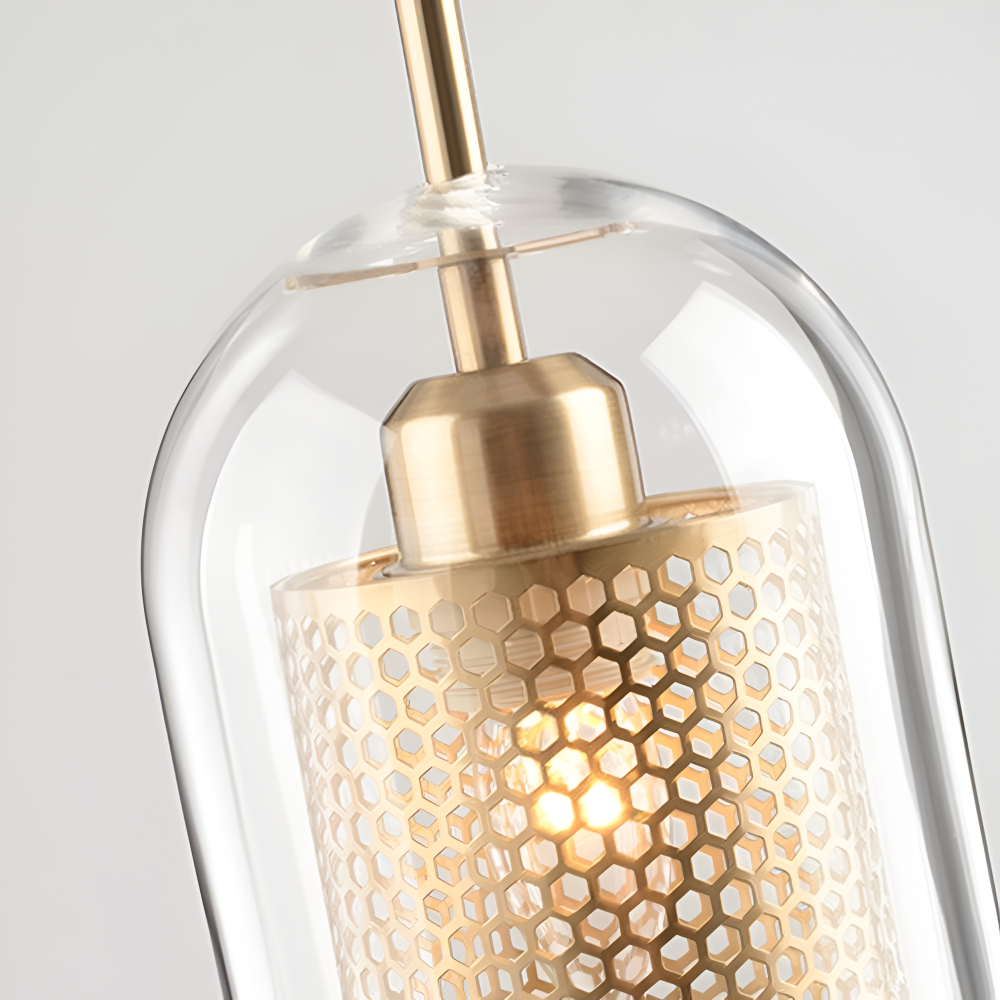 HiveGlim - Geometric Glass Hanging Lamp with Honeycomb Design - Vintage Loft Lighting